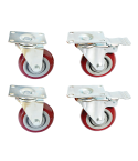4 x 4" Heavy Duty PU Swivel Castor Wheels With Brake