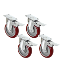 4 X 5" Heavy Duty 400kg Swivel Castor Wheels Trolley Furniture Caster All Brake