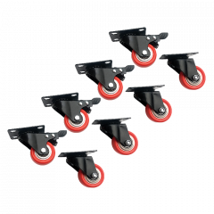 8 x 2" Polyurethane Castor Wheels - Swivel and 4 with brake